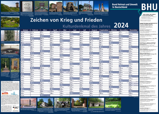 Kalender "Zeichen von Krieg und Frieden - Kulturdenkmal des Jahres 2024"